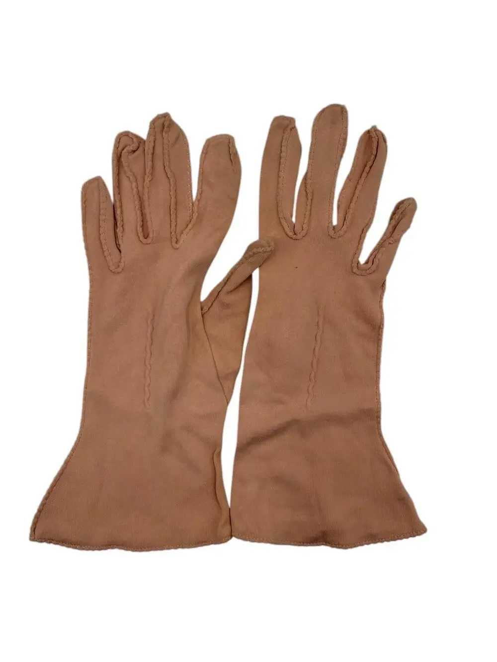 Vintage Van Raalte Amersuede Gloves, Dusty Rose, Gauntlet, Hand Sewn, Size 7